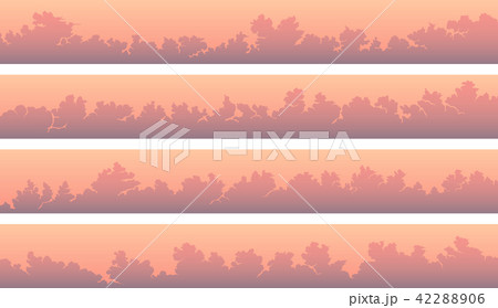 Banners with cumulus clouds at pink sunset. Banners with cumulus clouds at pink sunset. 42288906