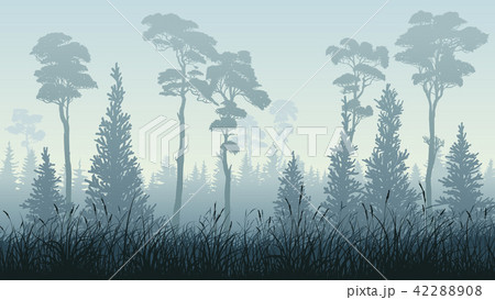 Horizontal illustration of forest with grass. Horizontal illustration of forest with grass. 42288908