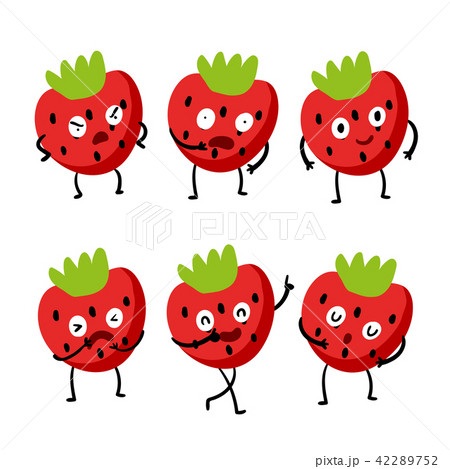 Strawberry Character Vector Designのイラスト素材