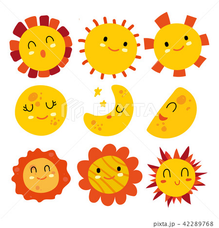 sun and moon vector collection designのイラスト素材 42289768 pixta
