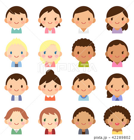 People Of The World Race Gender Face Cute Flat Stock Illustration