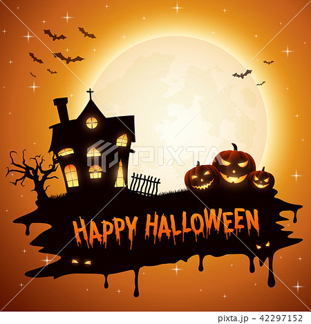 Halloween Background With Pumpkins And Churchのイラスト素材 42297152 Pixta