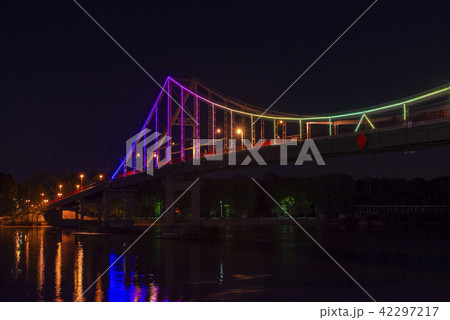 Kiev Ukraine pedestrian bridge illumination Kiev Ukraine pedestrian bridge illumination 42297217