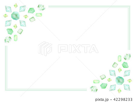 宝石 フレーム メッセージカード 緑 グリーンのイラスト素材 42298233 Pixta