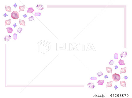 宝石 フレーム メッセージカード ピンク のイラスト素材