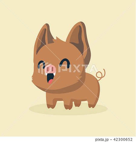cute cartoon wild boar funny vector animal のイラスト素材 42300652