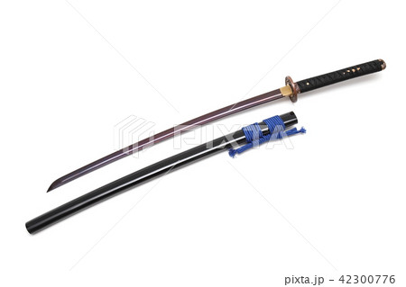 Japanese sword and scabbard on white background Japanese sword and scabbard on white background 42300776
