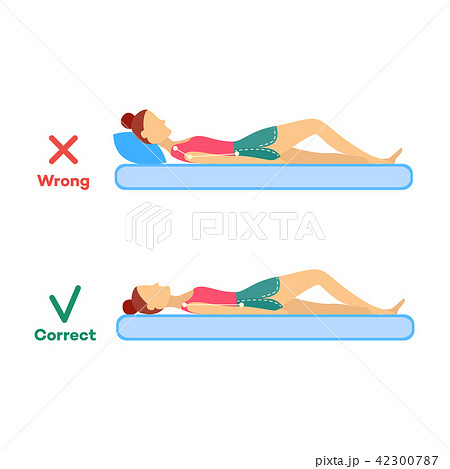 vector incorrect correct sleeping posture of woman 42300787