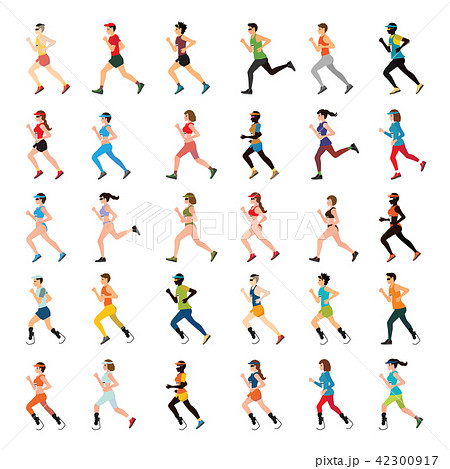 Marathon Runners and handicap sprinter 42300917