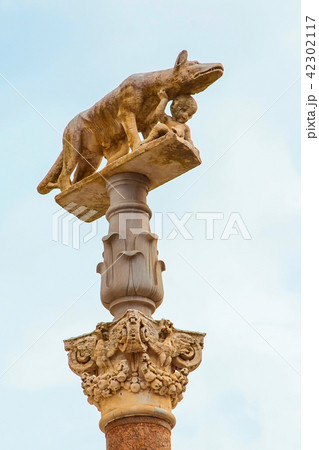 The statue of Romul and Remus and wolf 42302117