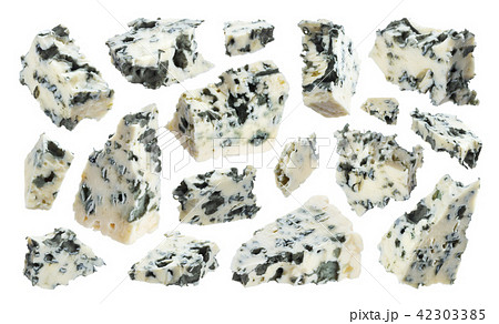 Danish blue cheese isolated on white background with clipping path 42303385