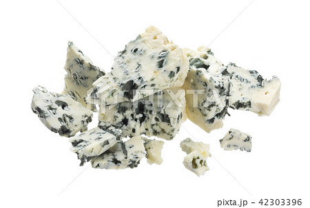 Danish blue cheese isolated on white background with clipping path 42303396