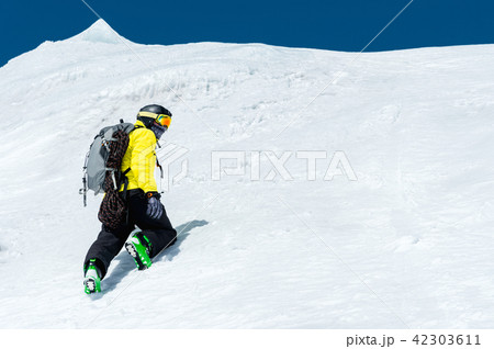 Winter snow covered mountain peaks in Caucasus. Great place for winter sports 42303611