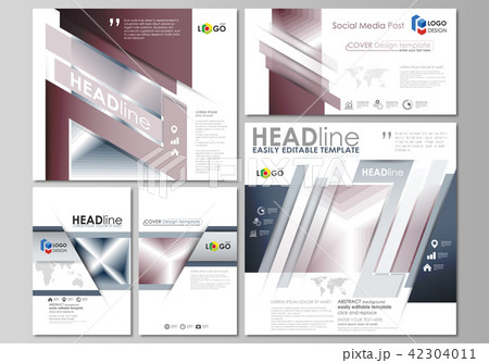Social media posts set. Business templates. Easy editable flat design template, vector layouts in 42304011
