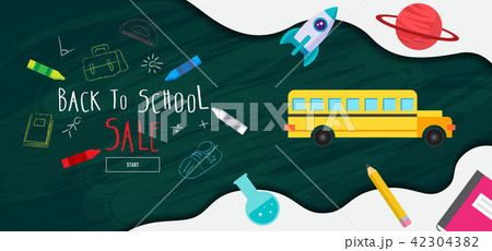 back to school sale banner, poster, flat design  42304382