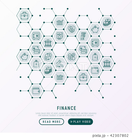 Finance concept in honeycombs with thin line icons 42307802