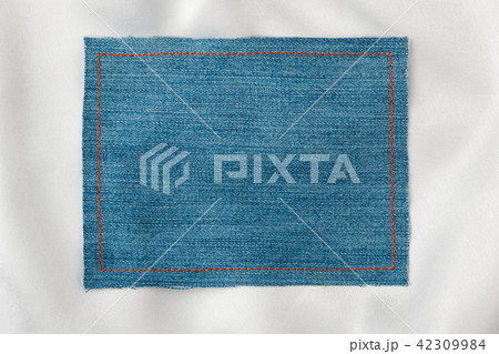 Empty frame of denim with yellow seam  42309984