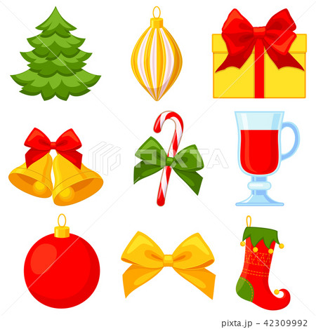 Colorful cartoon 9 new year elements set 42309992