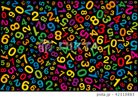 Twisted colored numbers on black background Twisted colored numbers on black background 42310883