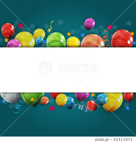Color Glossy Happy Birthday Balloons Banner Background Vector Illustration Color Glossy Happy Birthday Balloons Banner Background Vector Illustration 42311071