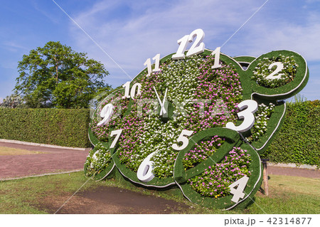 Clock design with flower in the park Clock design with flower in the park 42314877