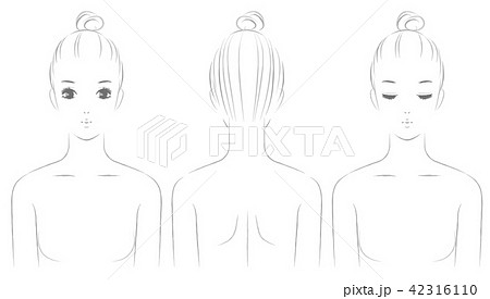 女性の上半身の背中と正面のイラスト素材