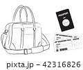 メンズビジネスアイテム ボストンバッグ パスポート 搭乗券 イラスト メンズビジネスアイテム ボストンバッグ パスポート 搭乗券 イラスト 42316826