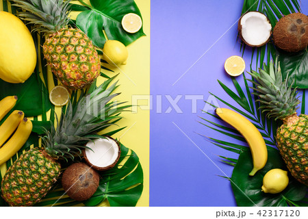 Exotic pineapples, coconuts, banana, melon, lemon Exotic pineapples, coconuts, banana, melon, lemon 42317120