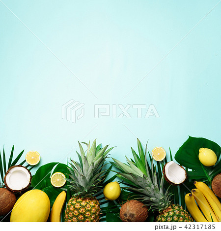 Exotic pineapples, ripe coconuts, banana, melon Exotic pineapples, ripe coconuts, banana, melon 42317185