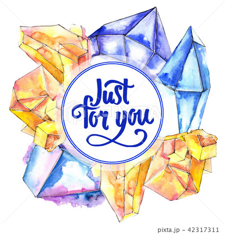 Colorful diamond rock jewelry mineral. Frame border ornament square. 42317311