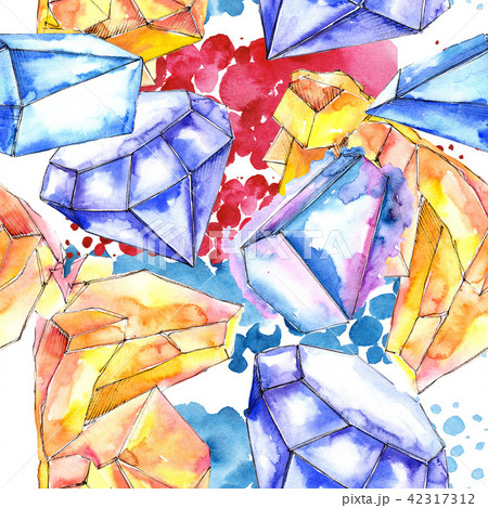 Colorful diamond rock jewelry mineral.Seamless background pattern. 42317312