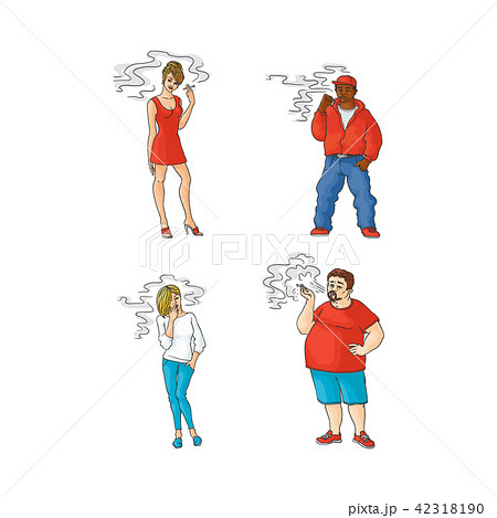 Vector flat smoking people characters set 42318190