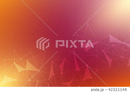 Abstract background with connected lines and dots. Geometric and polygonal communication. 42321149