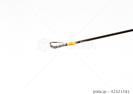 Fishing rod spinning titanium ring for line close-up. 42321581