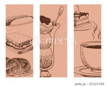 Food sketch vector banner natural menu restaurant fresh hand drawn product and kitchen doodle meal 42322784