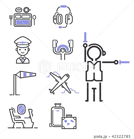 Aviation icons vector set airline outline graphic illustration flight airport transportation 42322785