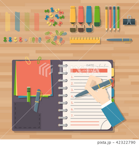 Agenda list vector business paper clipboard in flat style self-adhesive checklist notes schedule 42322790