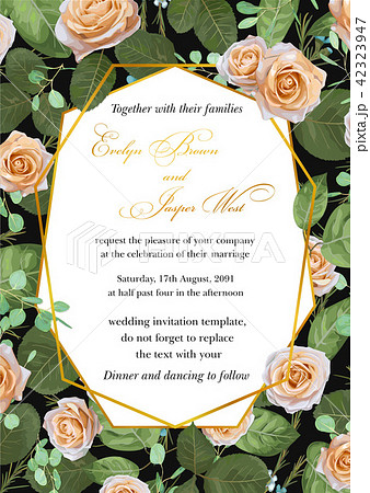 Luxury Floral Frame. Watercolor Rose and wax  42323947
