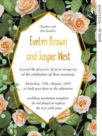 Vector floral wedding invite card design with rose Vector floral wedding invite card design with rose 42323949