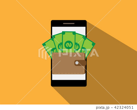 Smart phone with banknote in trendy flat style 42324051