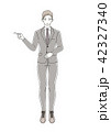 男性A ポーズK 全身 スーツA 【指さし（横）】 42327340