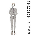 男性A ポーズL 全身 スーツA 【手を重ねる】 42327341