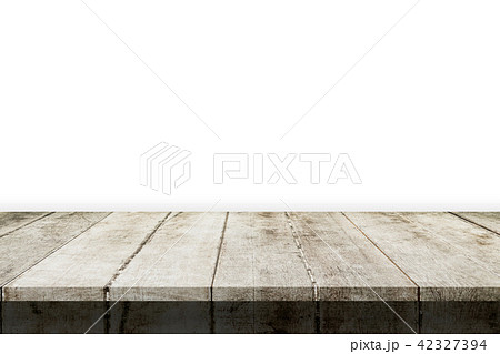 Empty wood table on isoleted white background 42327394