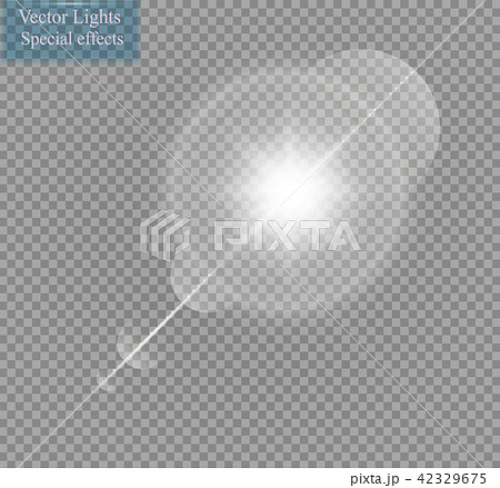 Vector transparent sunlight special lens flare light effect. Sun flash with rays and spotlight 42329675
