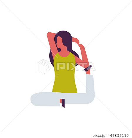 woman doing yoga exercises female cartoon character fitness activities isolated diversity poses 42332116