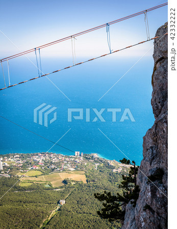 Rope bridge above chasm, Crimea Rope bridge above chasm, Crimea 42332222