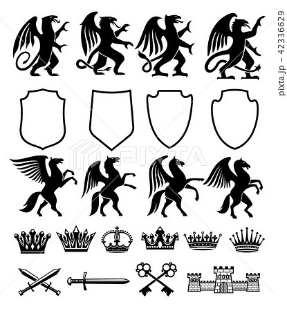 Heraldic royal animals vector isolated icons 42336629