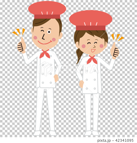 ポップな男女のコックorパン屋さんが いいね のイラスト素材
