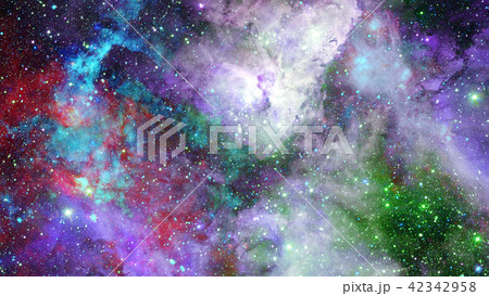 Nebula and open cluster of stars in the universe. 42342958