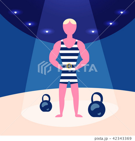 striped singlet athletic strong man standing dumbbells arena background fitness gym male cartoon striped singlet athletic strong man standing dumbbells arena background fitness gym male cartoon 42343369